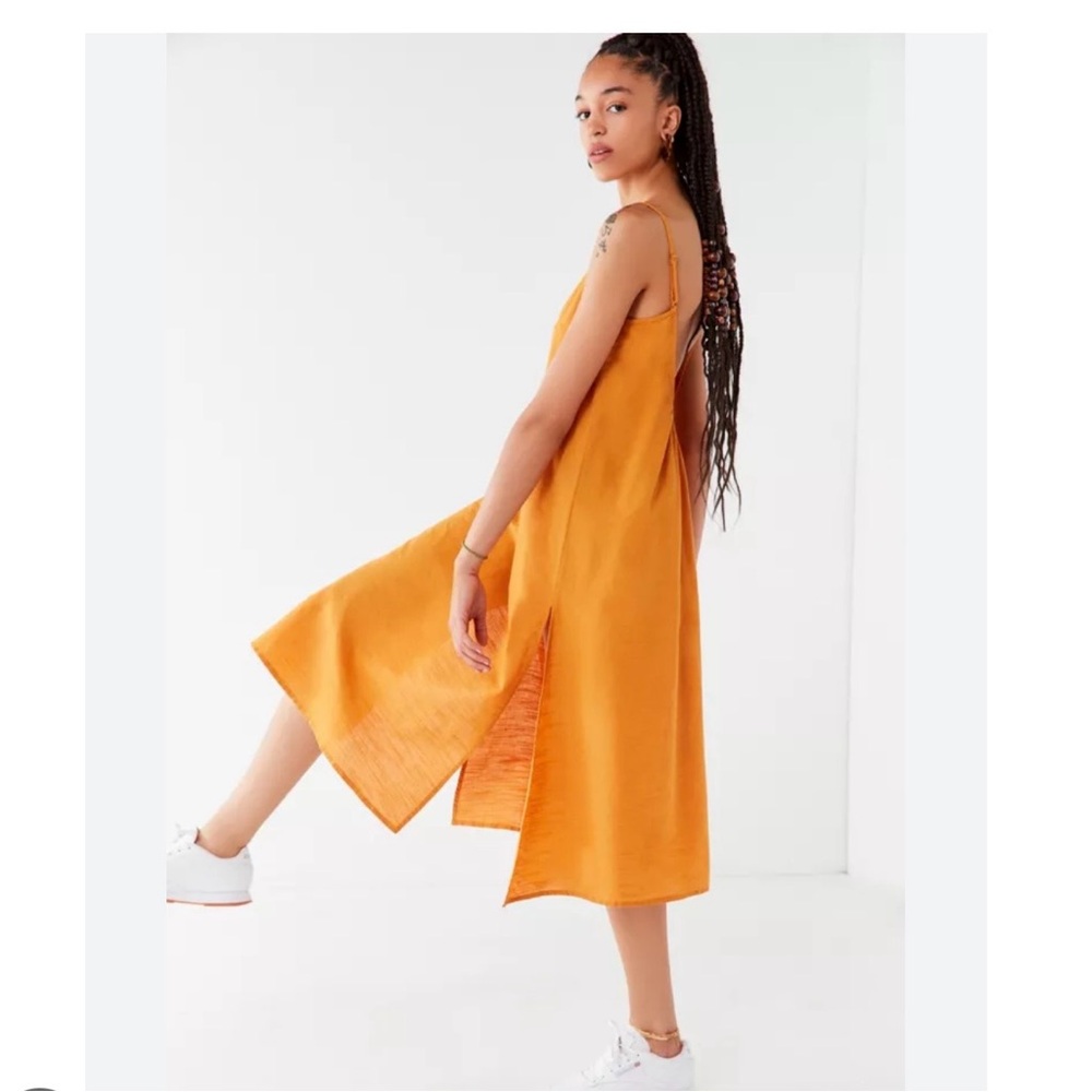 URBAN OUTFITTERS Backless Linen Midi Slip Dress Flowy Airy Minimalist Size L